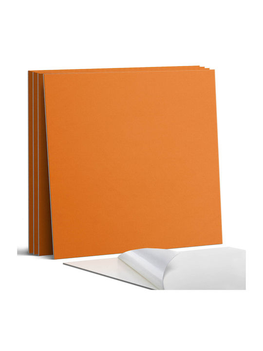 Set Vinyl Kacheln Design Wohnzimmer Wandsticker Orange 4x50x50 cm