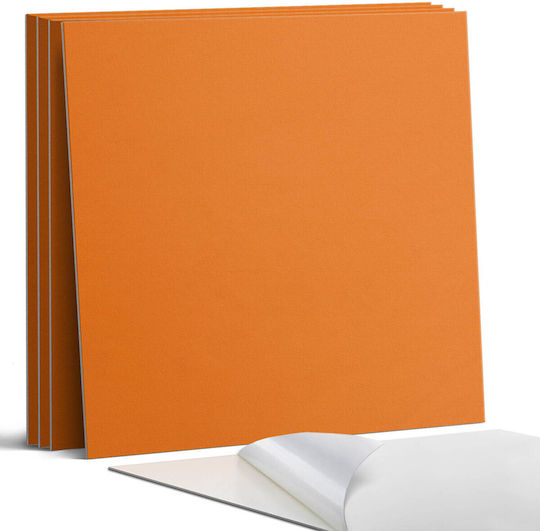 Vinyl Tile Set Living Room Design Orange Stickers 4x50x50 Pcs