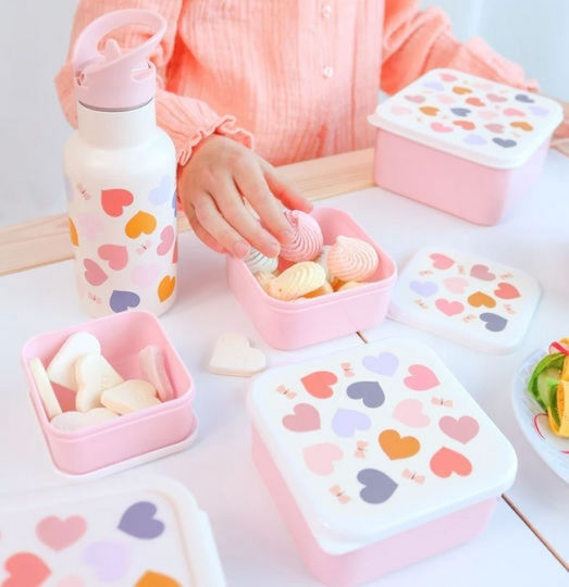A Little Lovely Company Rostfreies Kinder Trinkflaschen Set Thermos Graue 350ml