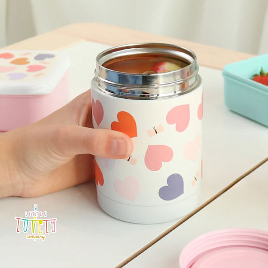 A Little Lovely Company Plastic Kids Thermos Water Bottle Set with Straw Non Spill Tritan 450ml