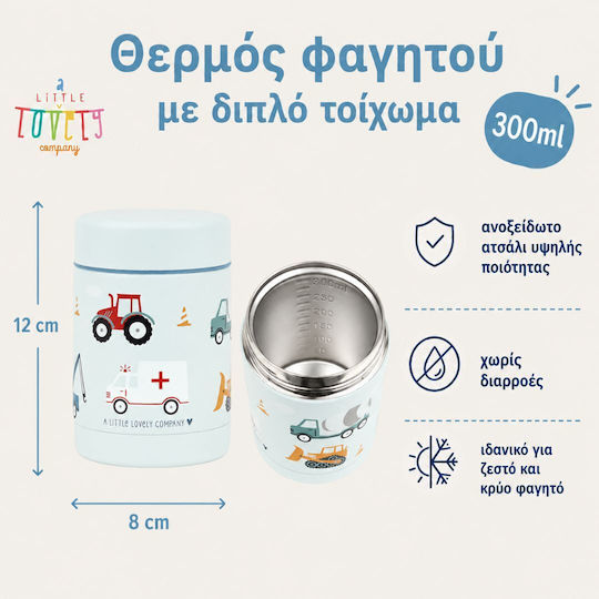 A Little Lovely Company Kids Water Bottle Set Made of Tritan Plastic Thermos with Straw Non Spill Tritan 450ml