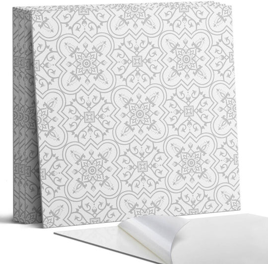 Vinyl Tiles Floral Pattern Kitchen 4x50x50 cm