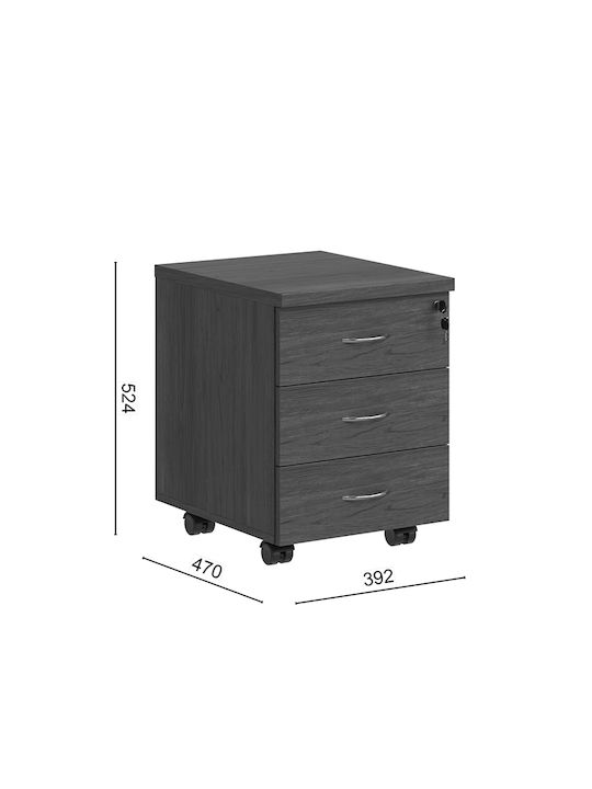 Office Drawer Wooden Fesialo with Wheels Lock & Drawers Wenge 39x47x52.5cm