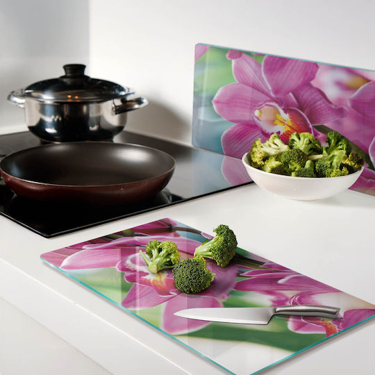 Tulup Set Glass Chopping Surface Pink 52x30cm 2 Pieces
