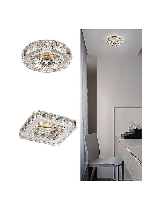 Square Crystalline Recessed Spot with GU10 Gold Bulb Base