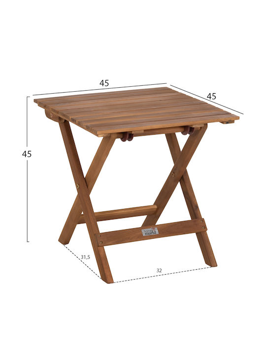 Wooden Auxiliary Table for Small Outdoor Spaces Foldable Endo Natural 45x45x45cm