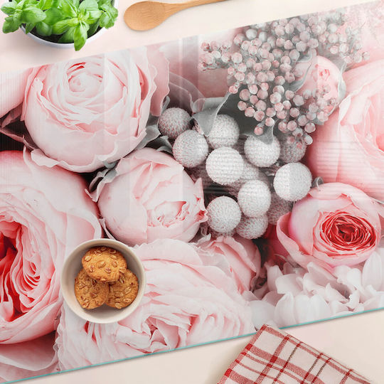 Tulup Επιφάνεια Κοπής Γυάλινη Ροζ 80x52cm