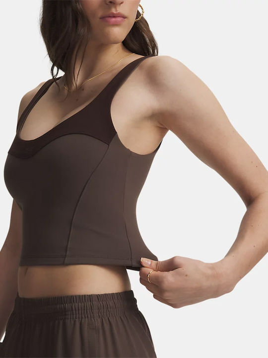 Motion Γυναικείο Crop Top Αμάνικο Καφέ