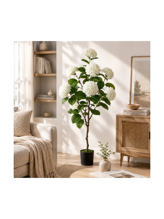 Hortensia Artificială Albă Plantă În Ghiveci 120cm 87221-1
