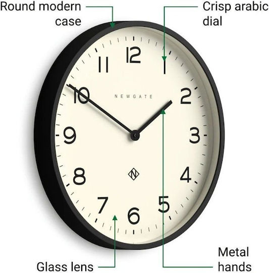 Newgate Echo Number Two Wanduhr Metallisch Schwarz Ø45cm