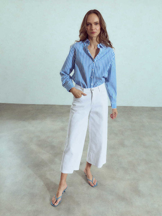 Celestino Blugi damă Crop Wide-leg Lejer Fit Alb