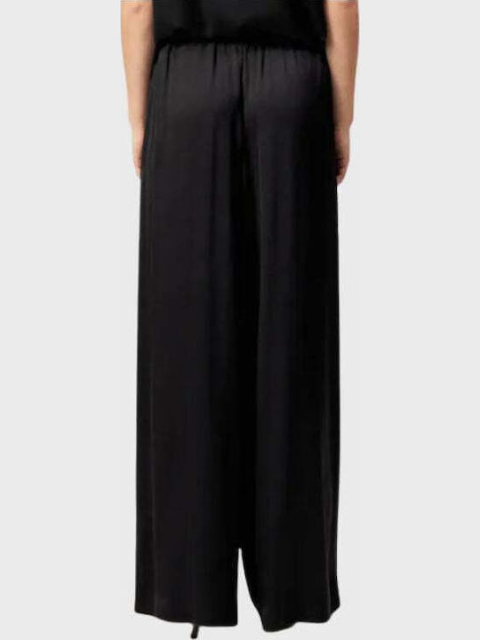 Damen Satin Hose in Loose Passform Schwarz