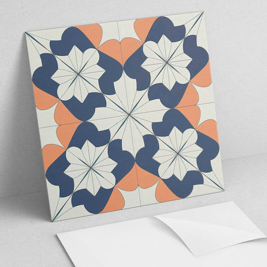 Set De Plăci De Vinil Cu Instalare Ușoară Model Geometric Cu Flori 4x50x50 Bucăți