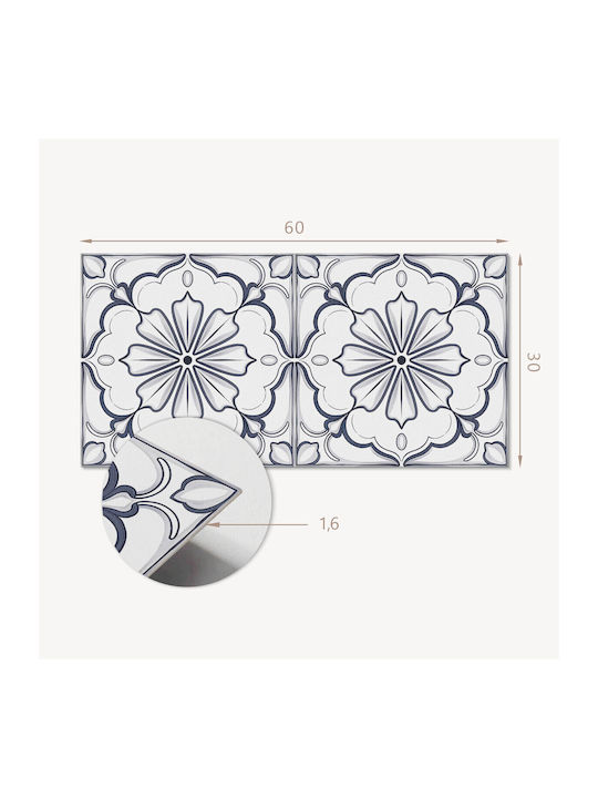 Set Vinyl Kacheln Dekoration Küche Oder Badezimmer Blumenmuster Fliese 6x60x30 cm