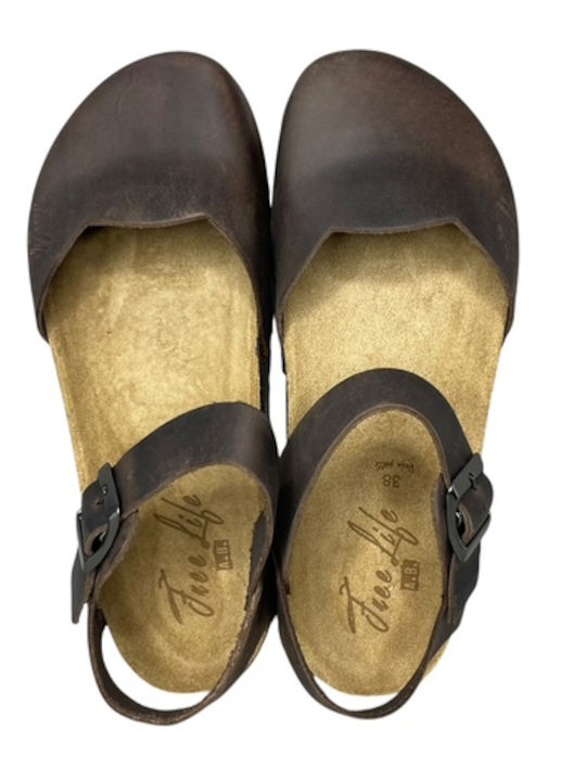Leather Women's Anatomic Brown Sandals GY-08441-2-6