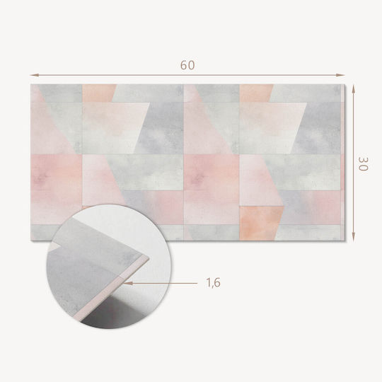 Printed Vinyl Tile Set Bedroom Decoration Geometric Pastel Colors 6x60x30 Pieces
