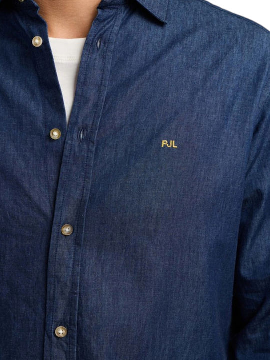 Long Sleeve Denim Shirt in Narrow Fit Blue