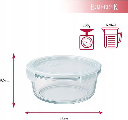 Bimberek Δοχείο Φαγητού Γυάλινο Λευκό 620ml