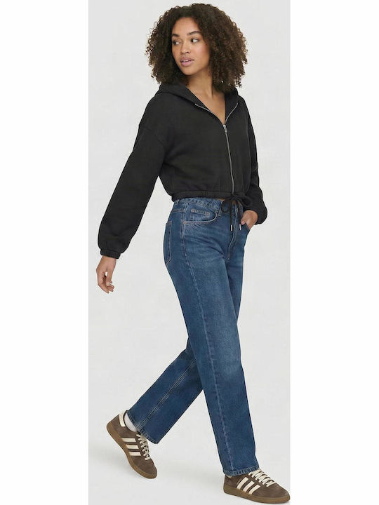 Cropped Women's Sweatshirt Hoodie Black