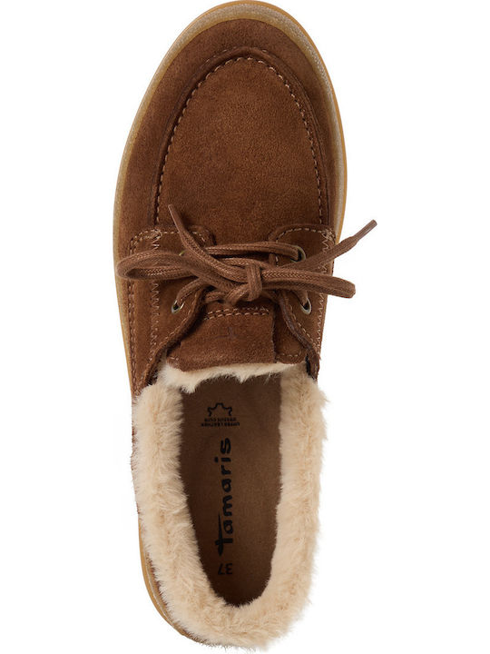 Leather Women's Moccasins in Tabac Brown