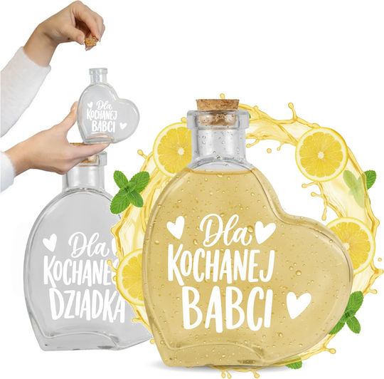 Glas Wein-/Getränkeflasche Heart 250ml Geschenk Likör Oma-Tag