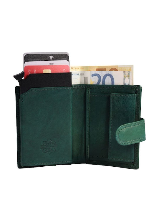 Кожен Мъжки Портфейл с RFID Зелен