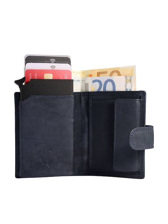 Кожен Мъжки Портфейл с RFID Син