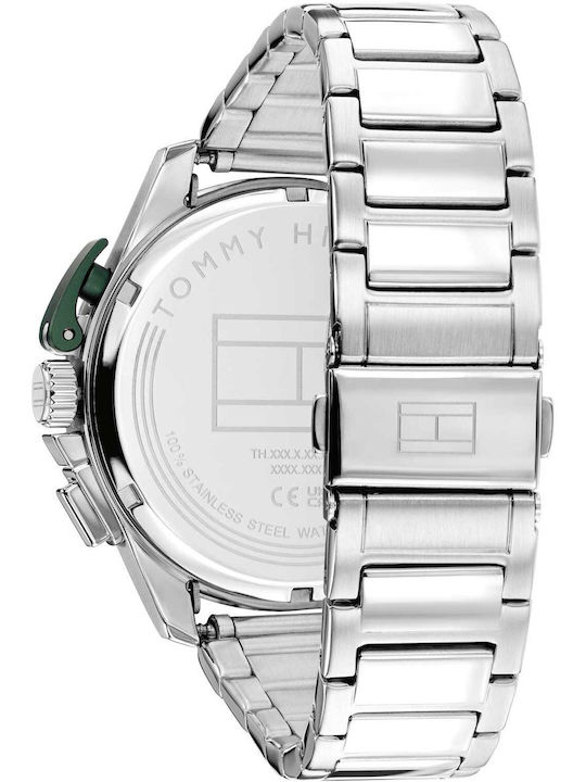 Tommy Hilfiger Bank Men's Watch Chronograph Battery with Silver Metal Bracelet