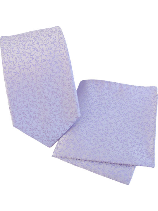 Set Herren Krawatte Seide mit Mustern in Flieder Farbe