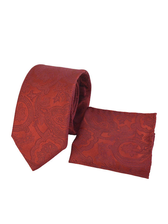 Set Herren Krawatte Seide mit Mustern in Burgundisch Farbe