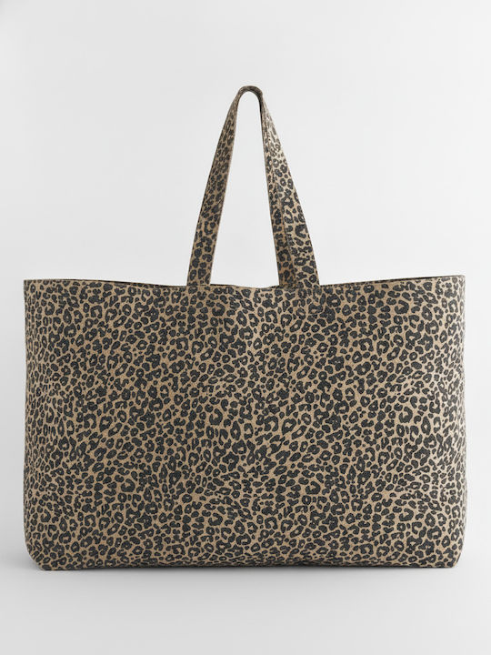 Leopard Print Canvas Oversized Tote Bag Westford Mill W336 Vintage Leopard Print
