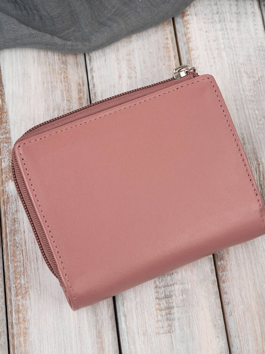 Small Leather Women's Wallet with RFID Pink