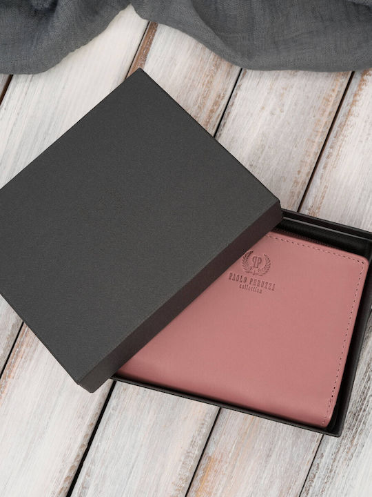 Small Leather Women's Wallet with RFID Pink