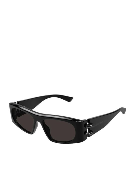Alexander McQueen Damen Sonnenbrillen mit Schwarzem Horn umrandetem Rahmen und Schwarzem Glas Alexander McQueen Damen Sonnenbrillen mit Schwarzem Horn umrandetem Rahmen und Schwarzem Glas