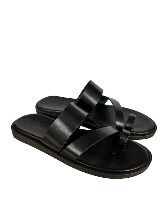 Leather Men's Sandals In Black Colour