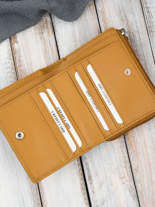 Small Leather Women's Wallet with RFID Yellow