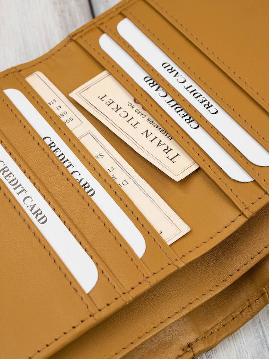 Small Leather Women's Wallet with RFID Yellow
