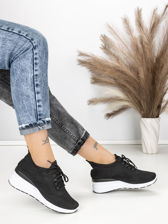 Adidași Flatforms Pentru Femei Negri Și Albi