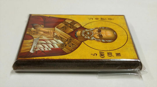 St Nicholas Archbishop of Myra in Lycia Ship Paper Icon Frame Category Krn No 00 Size 6.5cm X 9.5cm Wood Mdf Icon S&k Byzantine Icons