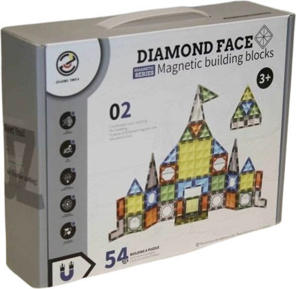 Магнитна Конструкторска Игра Diamond Face 54 Части – 02 За Деца 3+ Години