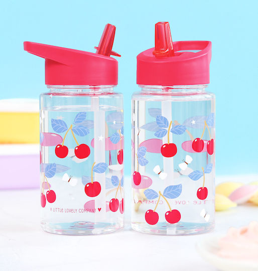 A Little Lovely Company Plastic Kids Water Bottle Thermos with Straw Non Spill Tritan 450ml