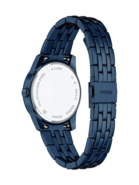 Fossil Three Womens Watch 34mm Battery With Blue Metal Bracelet Fossil Three Womens Watch 34mm Battery With Blue Metal Bracelet