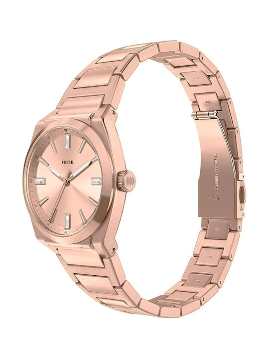 Fossil Trei Ceasuri Dama 27mm Baterie Cu Brățară Din Metal Rose Gold