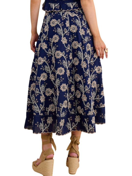 Midi Damenrock Blumen Mehrfarbig