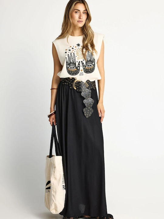 High Waist Maxi Envelope Skirt Black