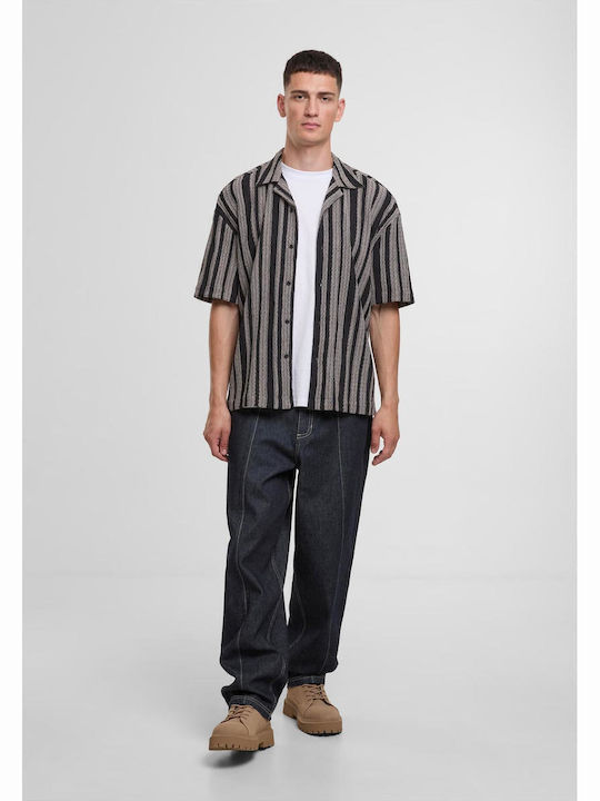 Short Sleeve Striped Black White Shirt