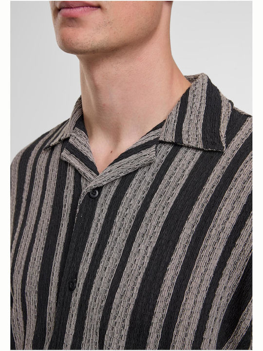 Short Sleeve Striped Black White Shirt