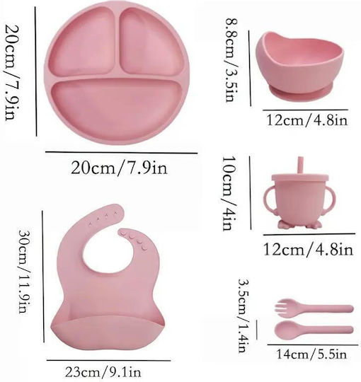 Silicone Feeding Set with Anti-Slip Base Beige 6 Pieces
