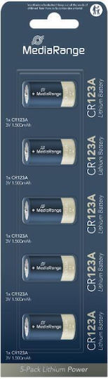 MediaRange Lithium Batteries CR123 3V Single Use Long Life 5pcs