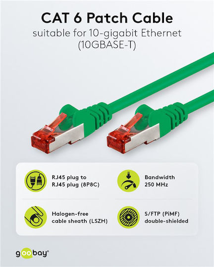 Goobay S/FTP Cat.6 (Gigabit) Ethernet Network Cable 0.15m Green